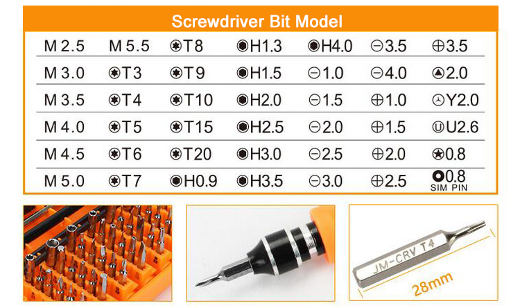 45 in 1 Precision Screwdriver Set Magnetic Bit Model