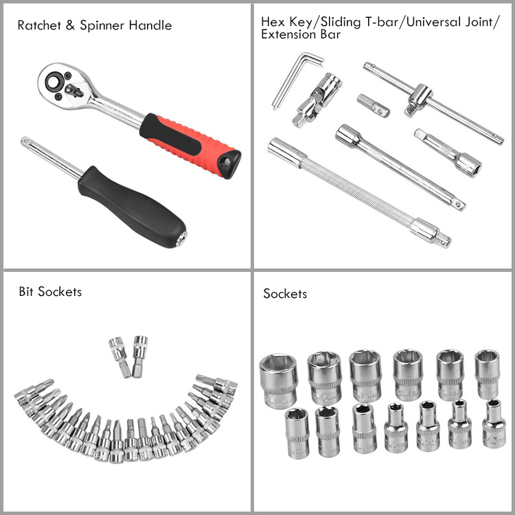 46-piece 1/4-in drive ratchet and socket set details