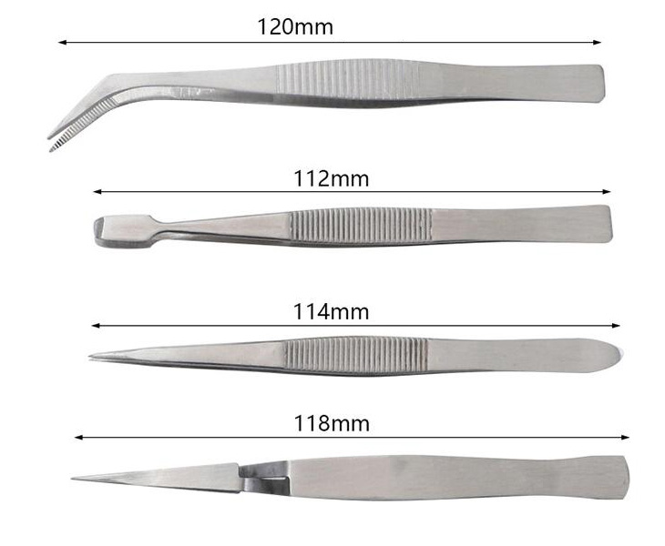 4pcs Craft Tweezers Sizes