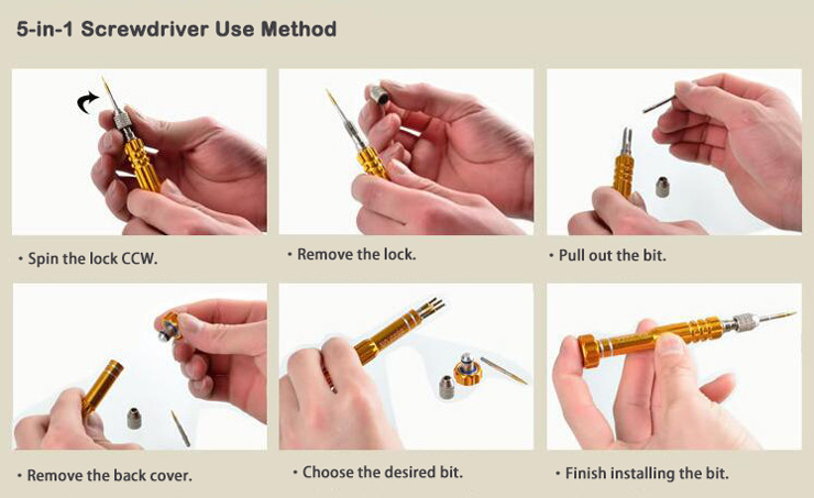 5-in-1 Mini Screwdriver Use Method