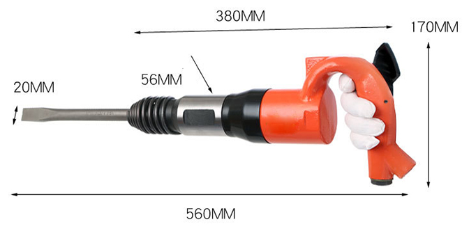 5 inch stroke air chipping hammer size