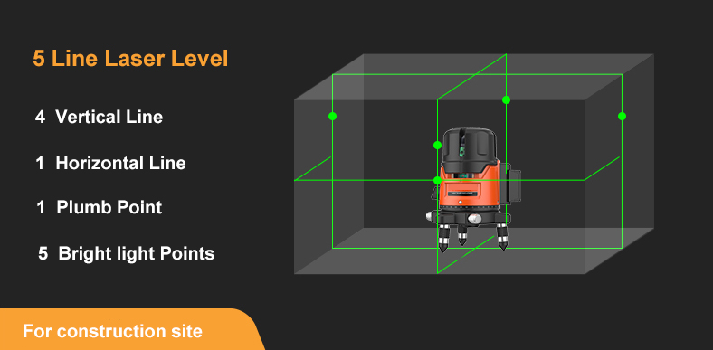 5 line rotary green laser level diagram