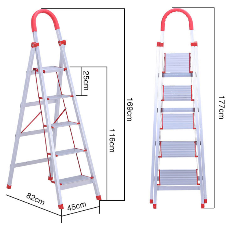 5 step folding aluminium ladder dimension