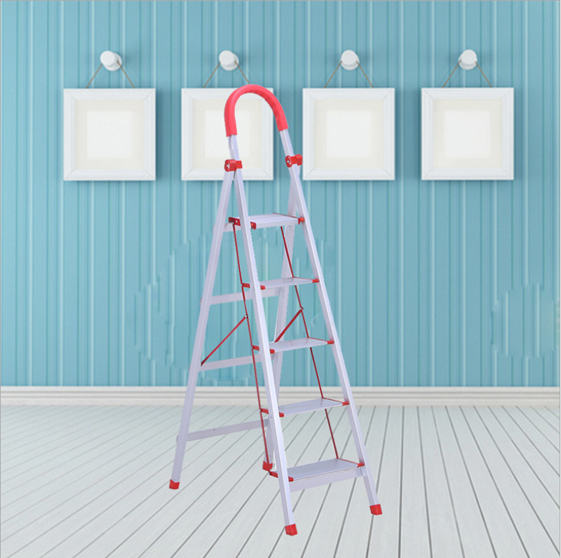 5 step folding aluminium ladder