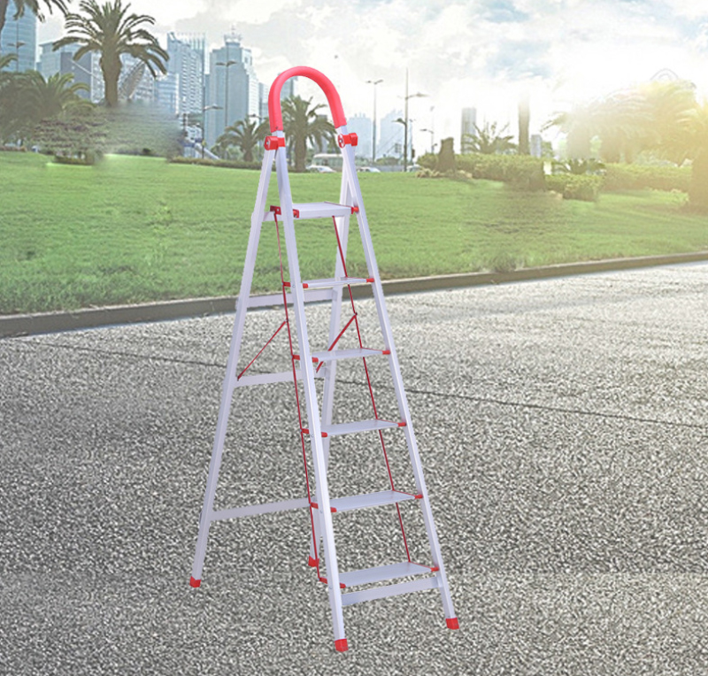 6 steps aluminium folding ladder with platform