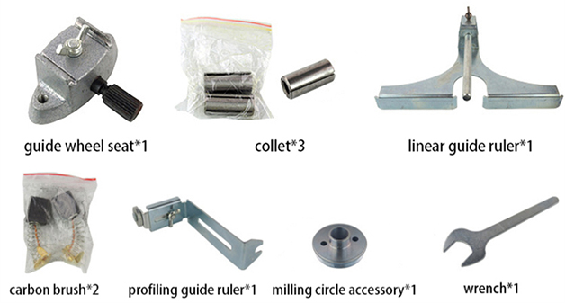 Accessories of 3/8 inch Electric Wood Router, 2.4 HP, 8.2A