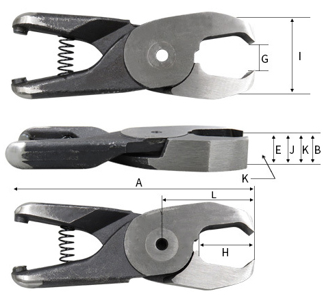 Details of air nipper which cuts 10mm soft plastic