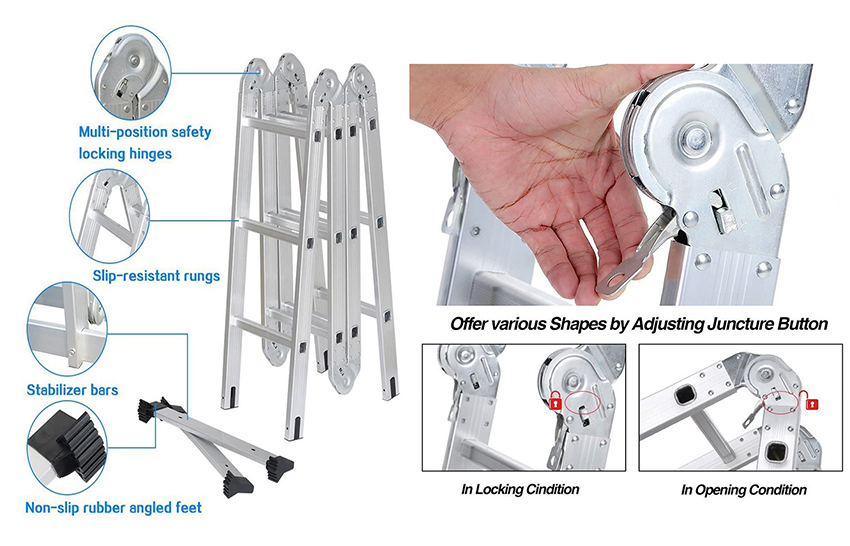 12 ft aluminium foldable ladder details