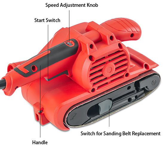 Back Structure of 3 x 18 Inch Variable Speed Belt Sander