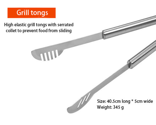 BBQ tongs of deluxe grill tool set