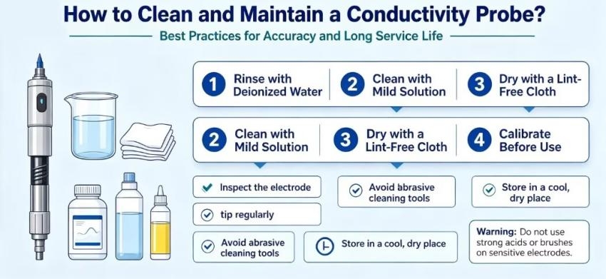 clean and maintain a conductivity probe