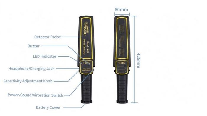 Details of A Metal Detector Wand with Dry Battery