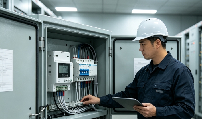 Electrician Checking Energy Meter