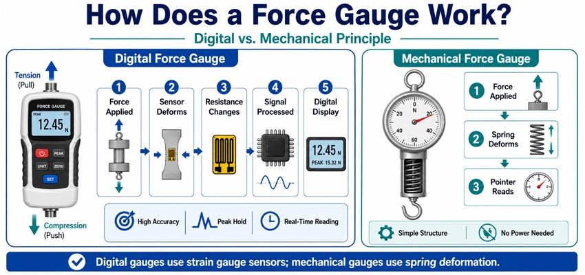 Force gauge working principle