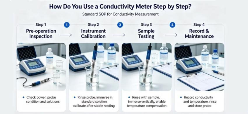use a conductivity meter step by step