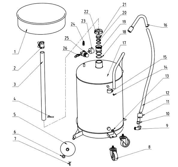 18 gallon car engine oil drainer assembly