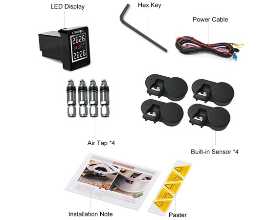 Car TPMS with built-in tire sensors packing list