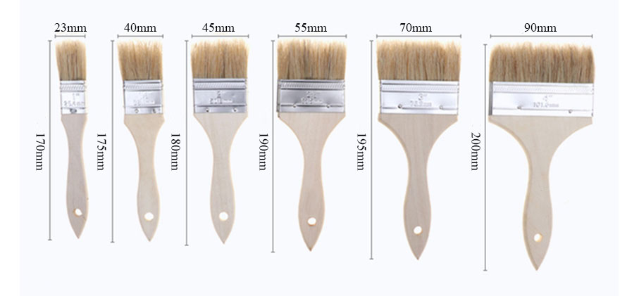Chip paint brush bristles size