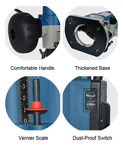 Details of 1/3 Inch Electric Wood Router, 1-1/5 HP, 4 Amps