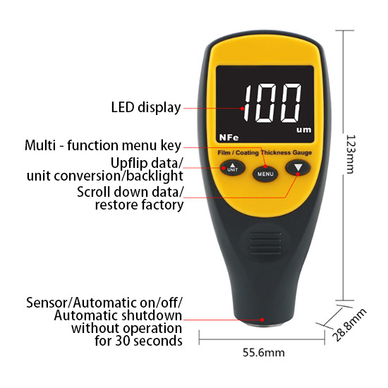 Details of 0-1700μm coating thickness gauge