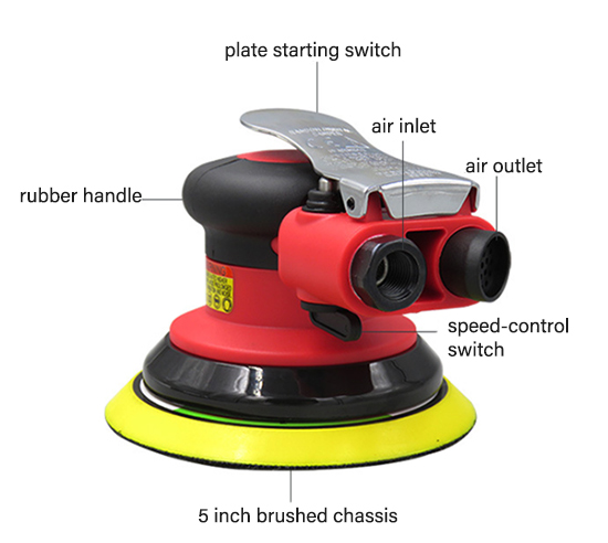 Details of 5 inch air orbital sander