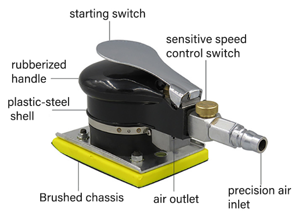 Details of 70-100 mm square air orbital sander