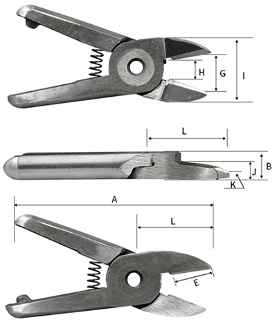 Details of air nipper which cuts 1mm copper wire