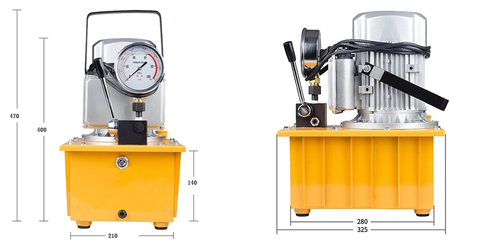 Dimension Drawing of 10000 psi 750W Electric Hydraulic Pump, DYB-63A