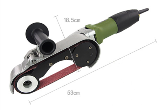 Dimension Drawing of 24 x 1.6 Inch Handheld Belt Sander, 3.6A