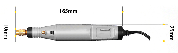 Dimension Diagram of 18V 1/8" Cordless Electric Die Grinder