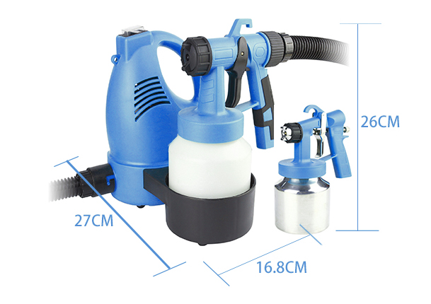 Dimension Drawing of 800ml Electric Paint Spray Gun, 600W, 11 GPH