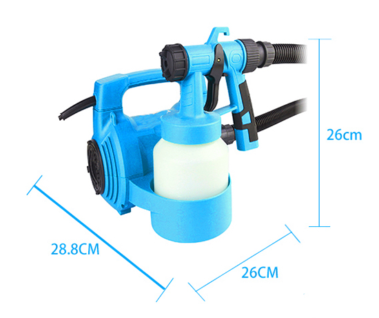 Dimension Drawing of 800 ml Electric Paint Spray Gun, 650W, 17 GPH