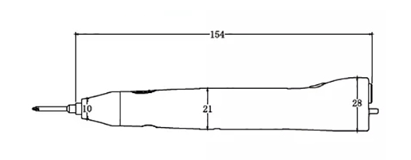 Dimension Drawing of Brushless Electric Screwdriver, Torque 0.5/1.0/1.5 kgf