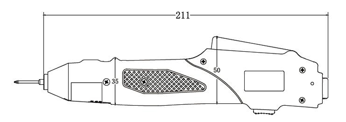 Dimension Drawing of Brushless Electric Screwdriver, Torque 3/5/12 kgf
