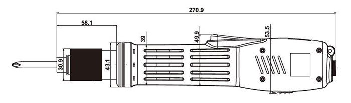 Dimension Drawing of Brushless Electric Screwdriver, Torque 35/45 kgf