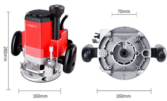 Dimension Drawing of 1/2 Inch Electric Wood Router