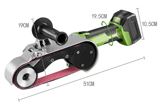 Dimension Drawing of 24 x 1.6 In Cordless Belt Sander, 21V