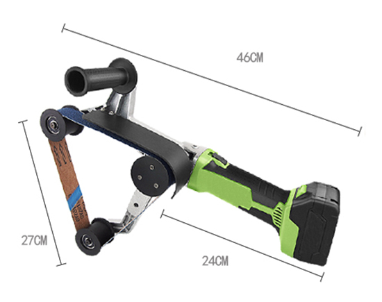 Dimension Drawing of 30 x 1.6 In Cordless Belt Sander, 21V