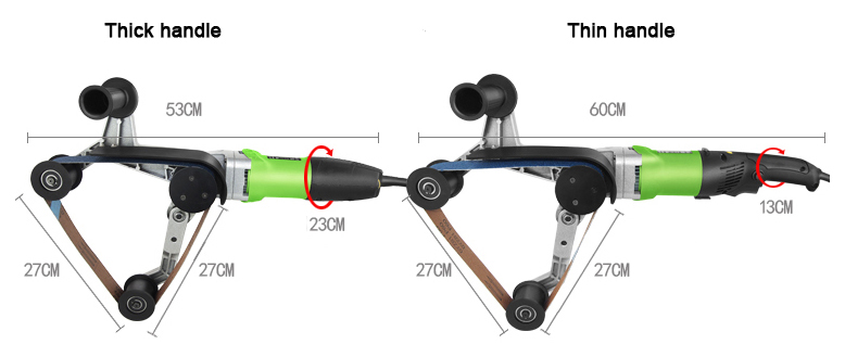 Dimension Drawing of 30 x 1.6 Inch Handheld Belt Sander, 7.3A