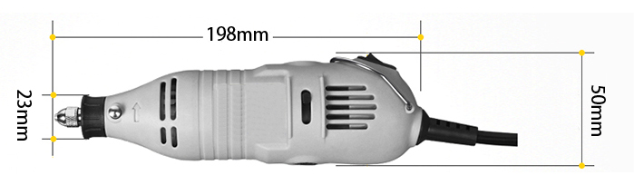 Dimension Diagram of 150W 1/8" Electric Die Grinder