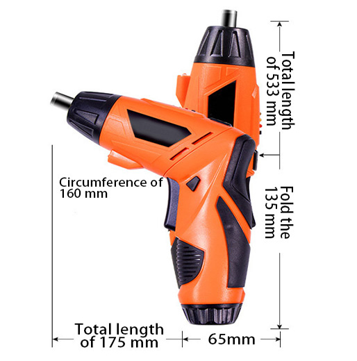 4.2V Cordless Electric Screwdriver Dimensions Diagram