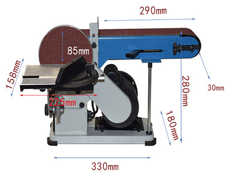 Dimensions of 4 x 36 Inch Belt and 6 Inch Disc Sander, 450W