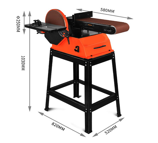 Dimensions of 6 x 48 Inch Belt and 10 Inch Disc Sander with Stand