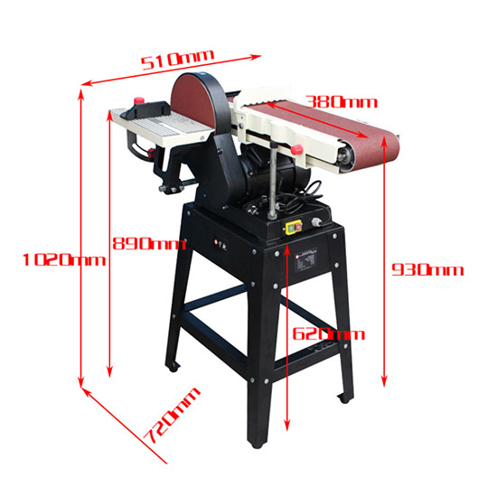 Dimensions of 6 x 48 Inch Belt and 9 Inch Disc Sander