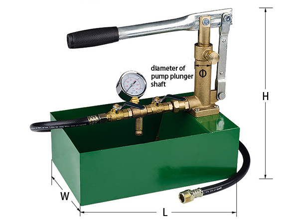Dimension of Manual Pressure Test Pump, 5/10 MPa