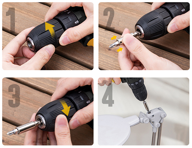 Drill Bit Installation of 12V/16.8V/21V Cordless Electric Drill, 10mm