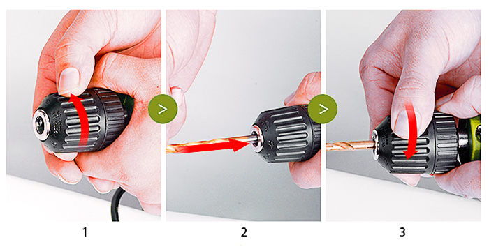 Drill Bit Installation of 3/4 inch Corded Electric Drill, 1.6A