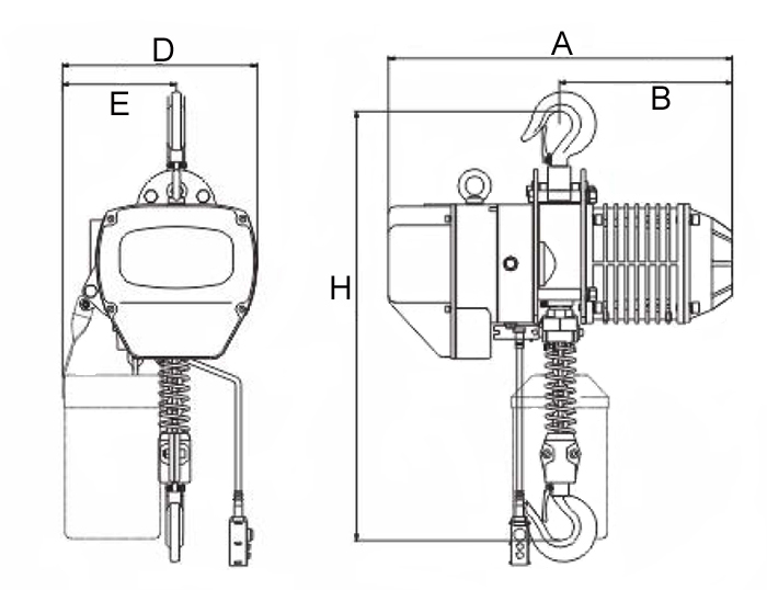 Electric chain hoist size