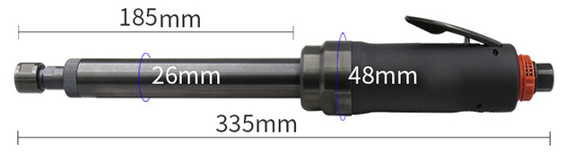 Extended air die grinder size