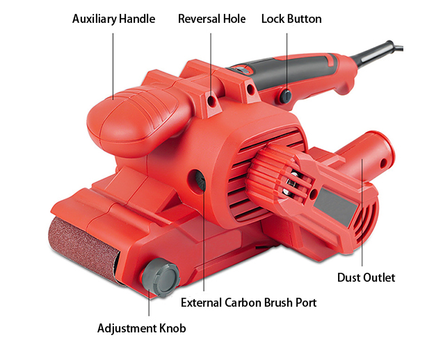 Front Structure of 3 x 18 Inch Variable Speed Belt Sander